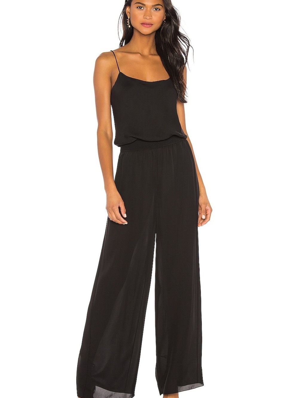 Theory Black Wide-Leg Spaghetti-Strap Jumpsuit